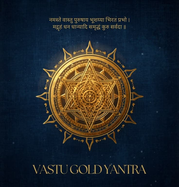 An illustrative Yantra medallion motif, shown as a symbolic reference — not a photograph of a specific Yantra or product Vaastuon sells.